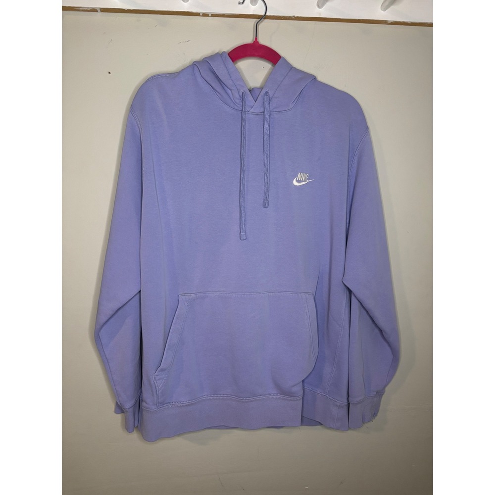 Nike Sportswear Essential Fleece Hoodie Purple Lavender XL Distressed